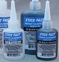 Stick Fast 1 oz Flexible Clear Or Black CA Glue Cyanoacrylate